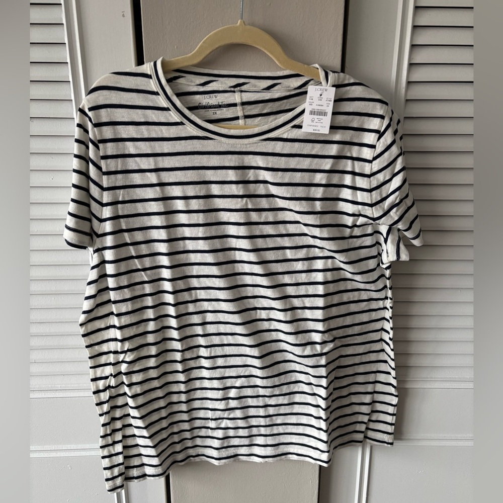 J. Crew Black and White Striped Top
